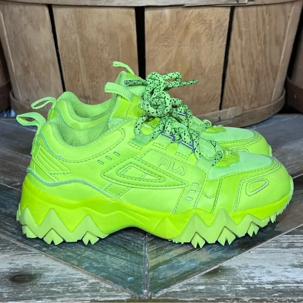 Fila Oakmont TR Neon Yellow Green Synthetic Faux Leather Sneaker Toddler Boys 11